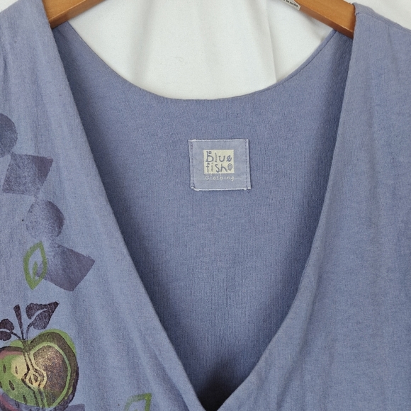 VTG Rare Blue Fish Gardening Fruits Spoon Fork V Neck Button Periwinkle Vest 1 - Picture 4 of 15